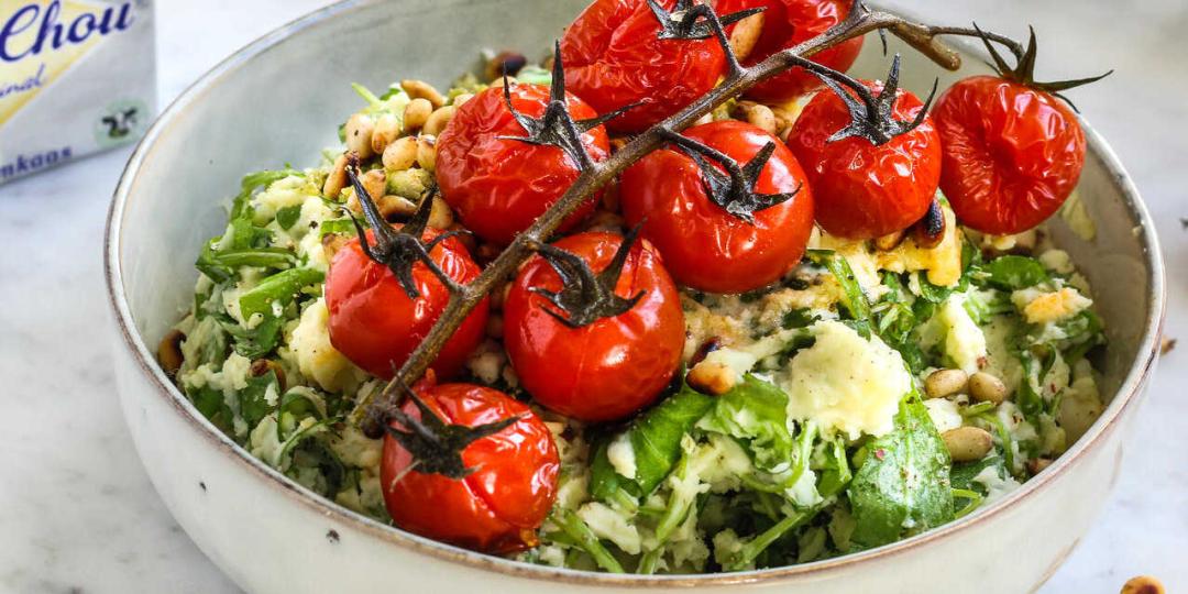 Mediterrane stamppot met MonChou, pesto, tomaat